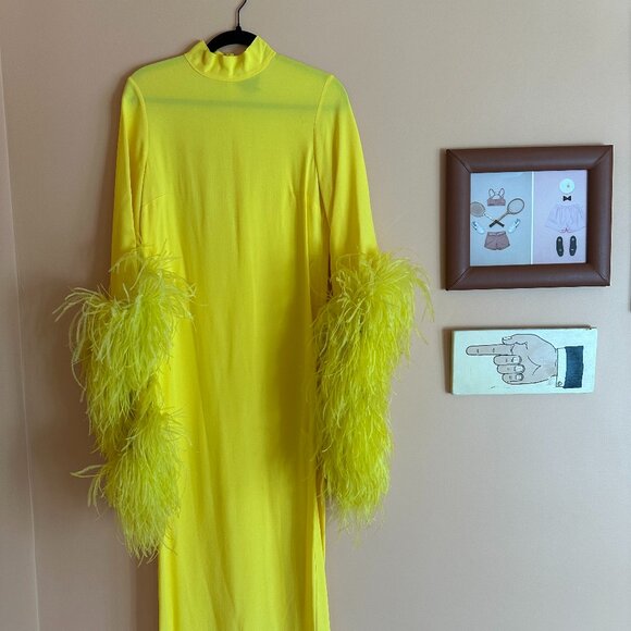 Taller Marmo Del Rio Feather Trim Dress  | Size EU44 I$1,690 Retail - Picture 3 of 5